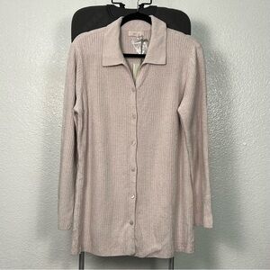 Barefoot Dreams Cozy Chic Ultra Lite Ribbed Button Down Cardigan Luster Size XL